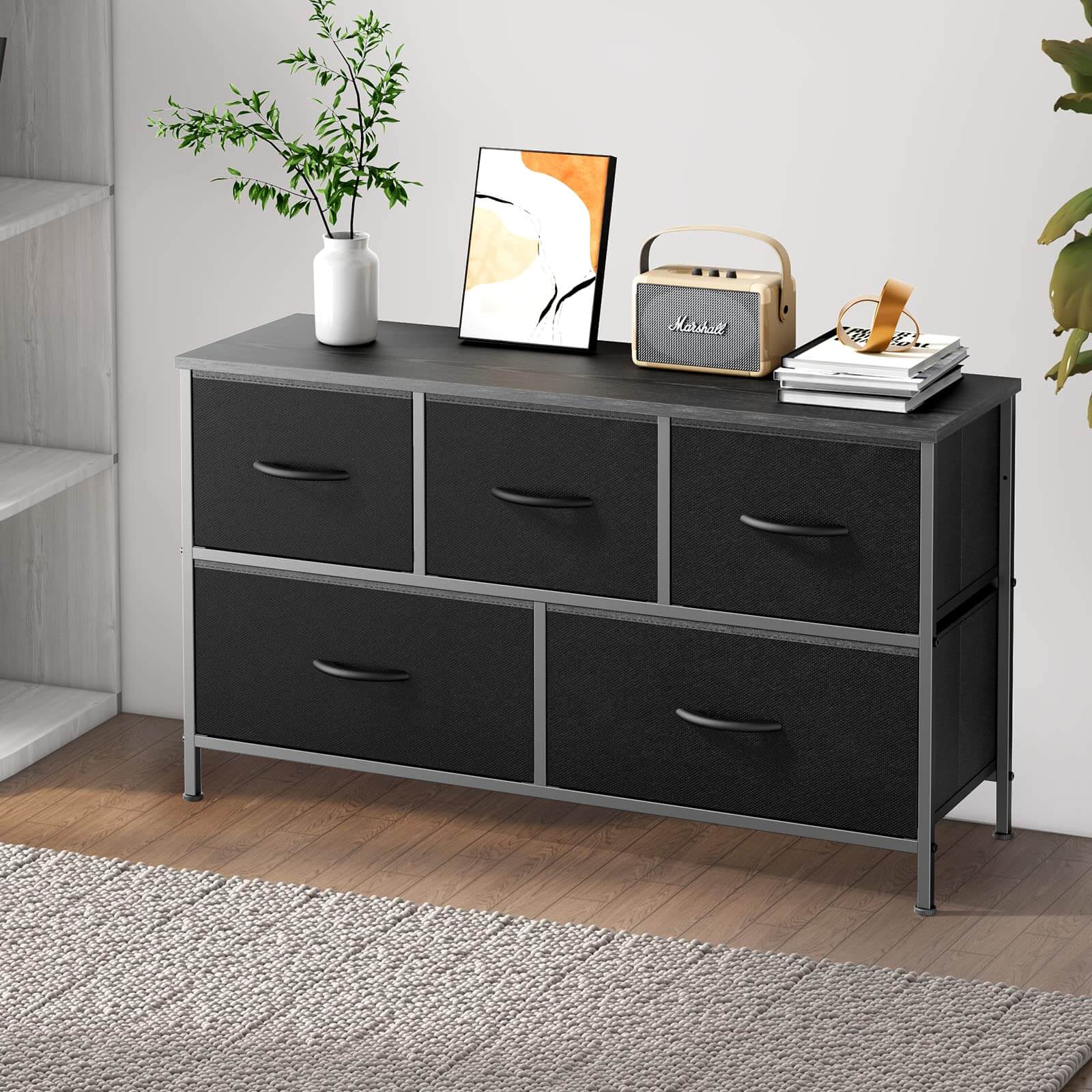 38-inch Metal Frame Storage Chest Dresser with Fabric Drawers