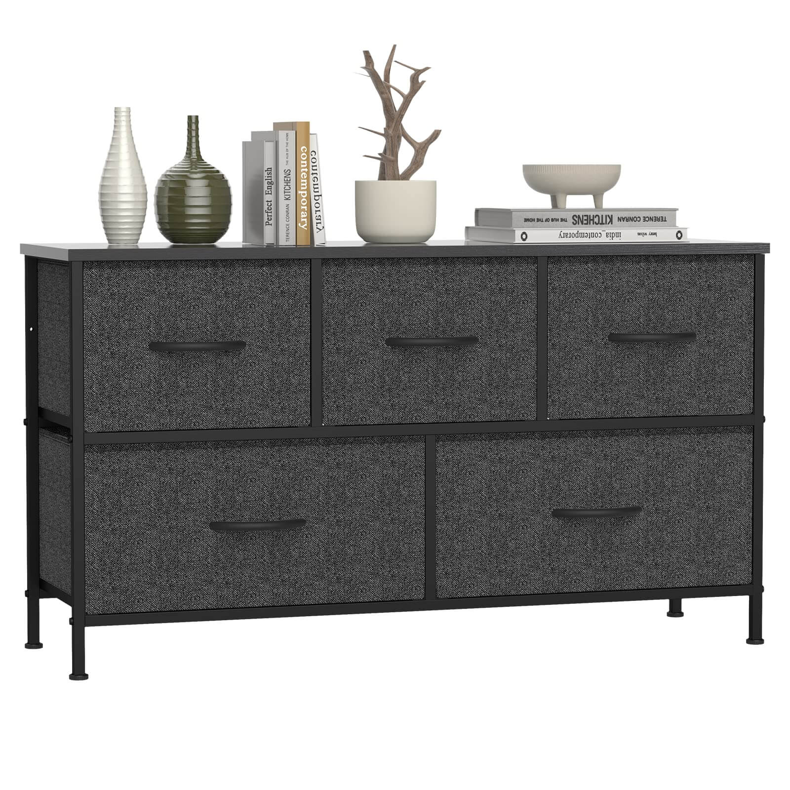 38-inch Metal Frame Storage Chest Dresser with Fabric Drawers