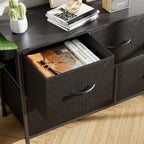 38-inch Metal Frame Storage Chest Dresser with Fabric Drawers