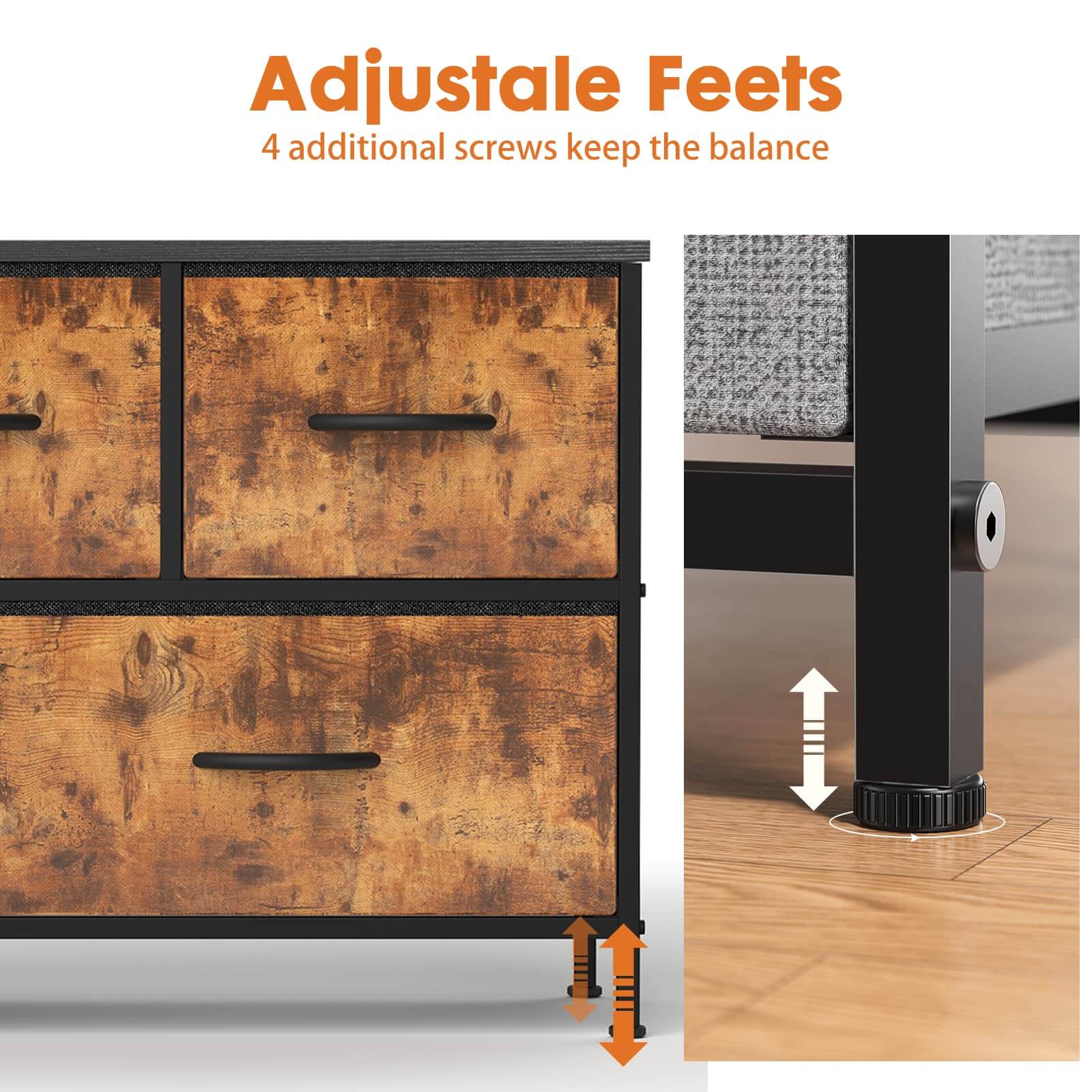 38-inch Metal Frame Storage Chest Dresser with Fabric Drawers