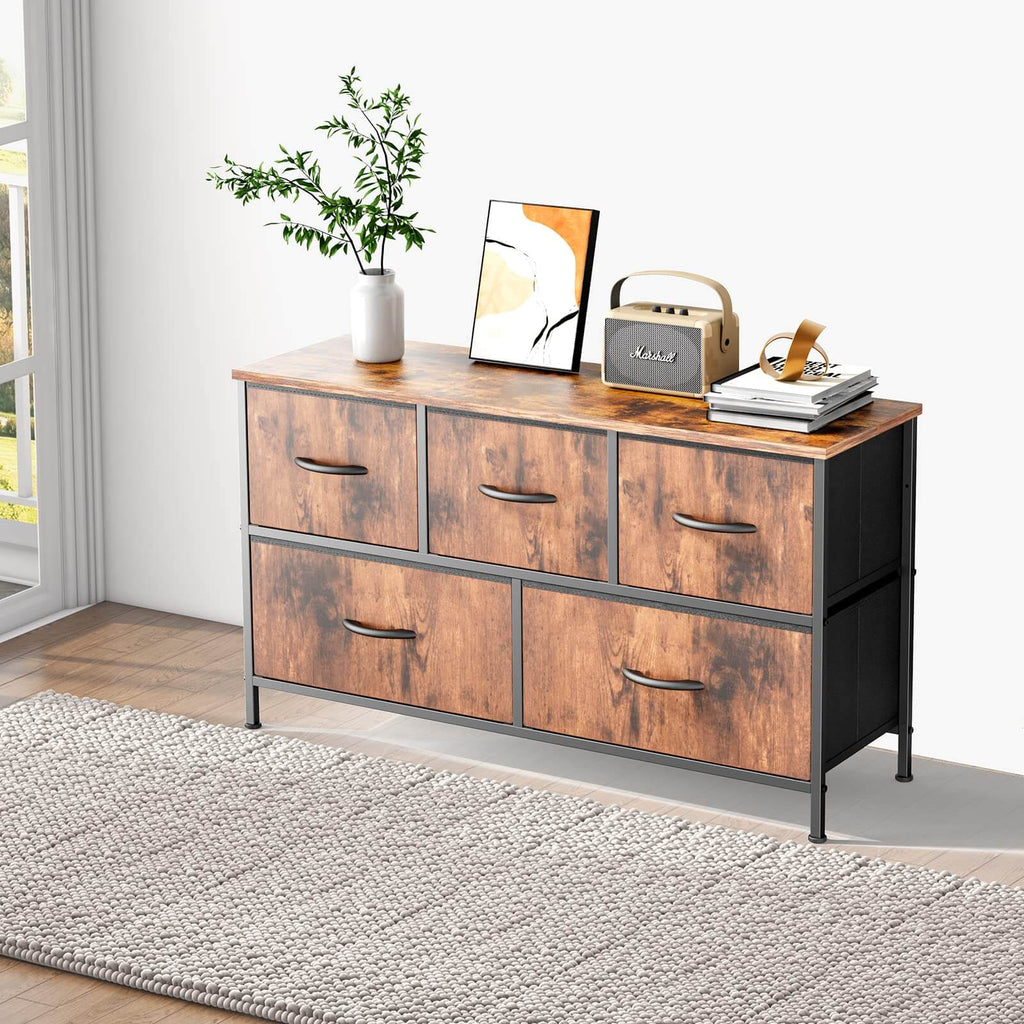 38-inch Metal Frame Storage Chest Dresser with Fabric Drawers