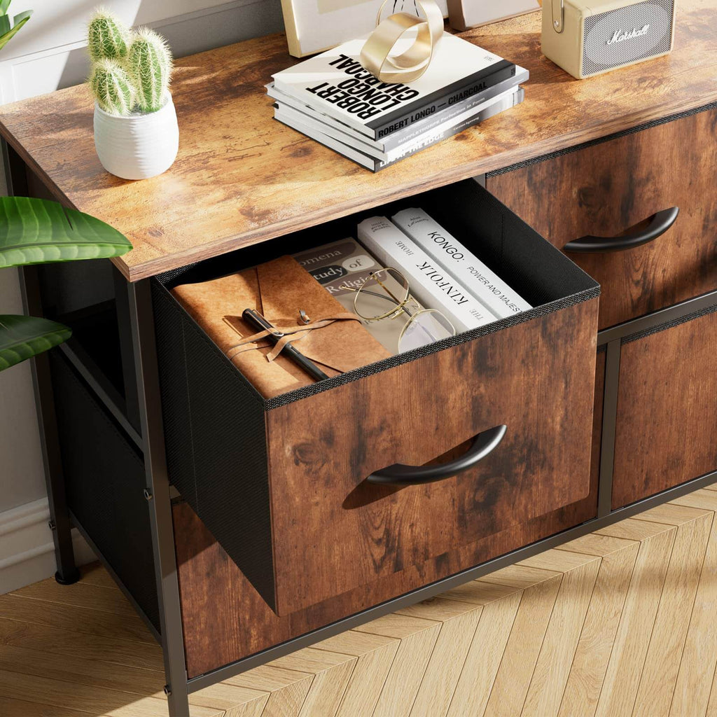 38-inch Metal Frame Storage Chest Dresser with Fabric Drawers