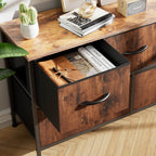 38-inch Metal Frame Storage Chest Dresser with Fabric Drawers