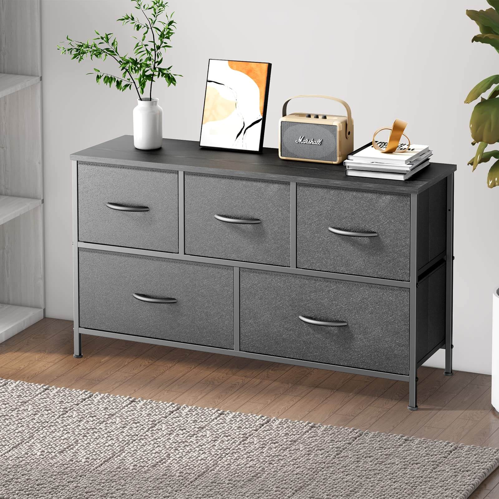 38-inch Metal Frame Storage Chest Dresser with Fabric Drawers