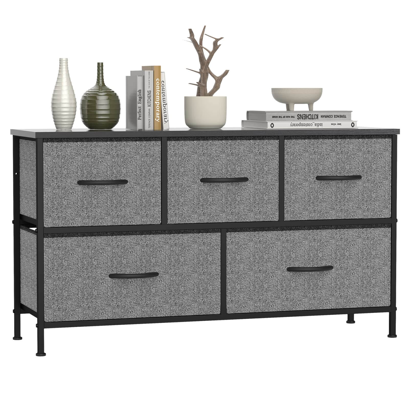 38-inch Metal Frame Storage Chest Dresser with Fabric Drawers