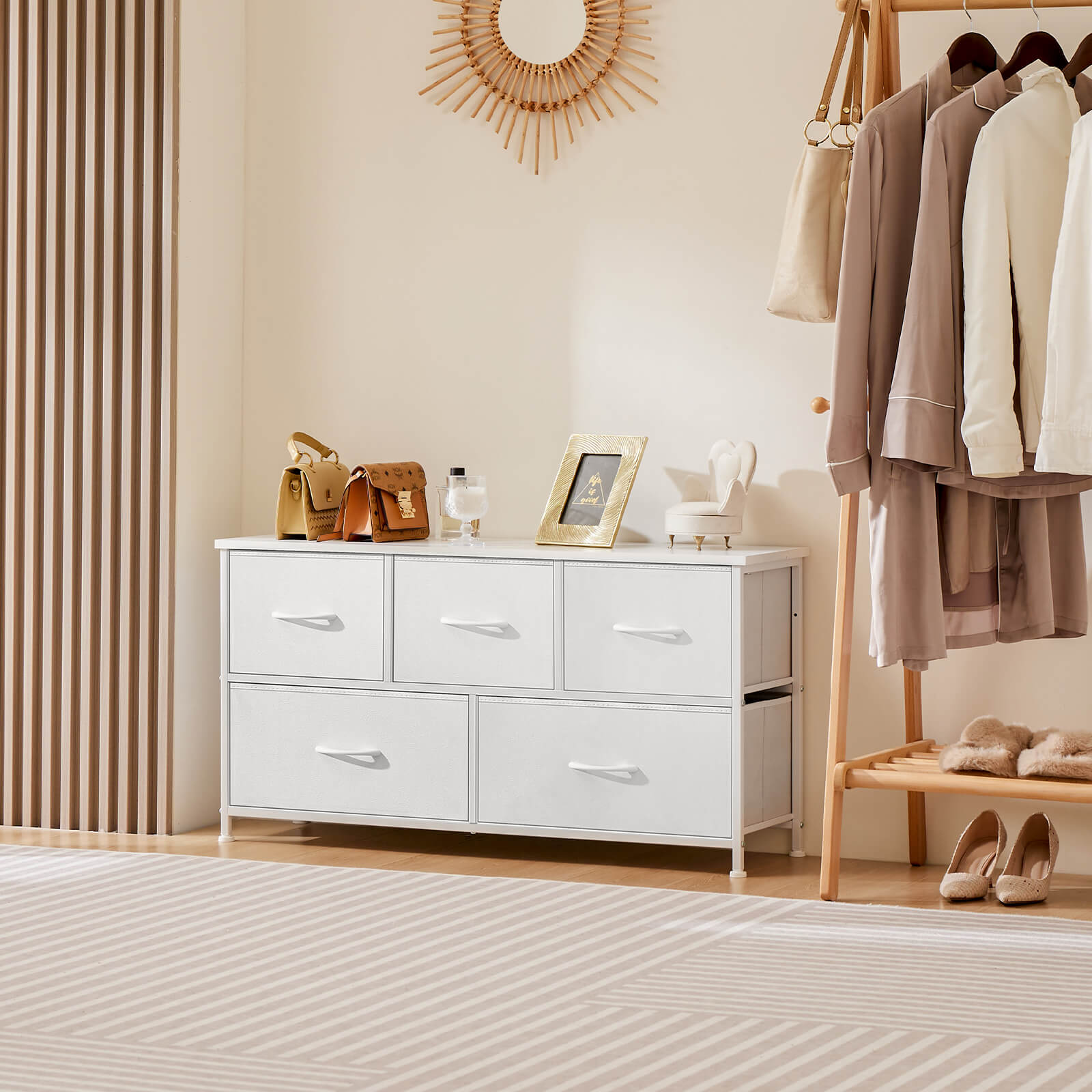 38-inch Metal Frame Storage Chest Dresser with Fabric Drawers