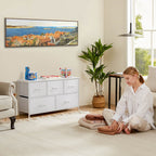 38-inch Metal Frame Storage Chest Dresser with Fabric Drawers