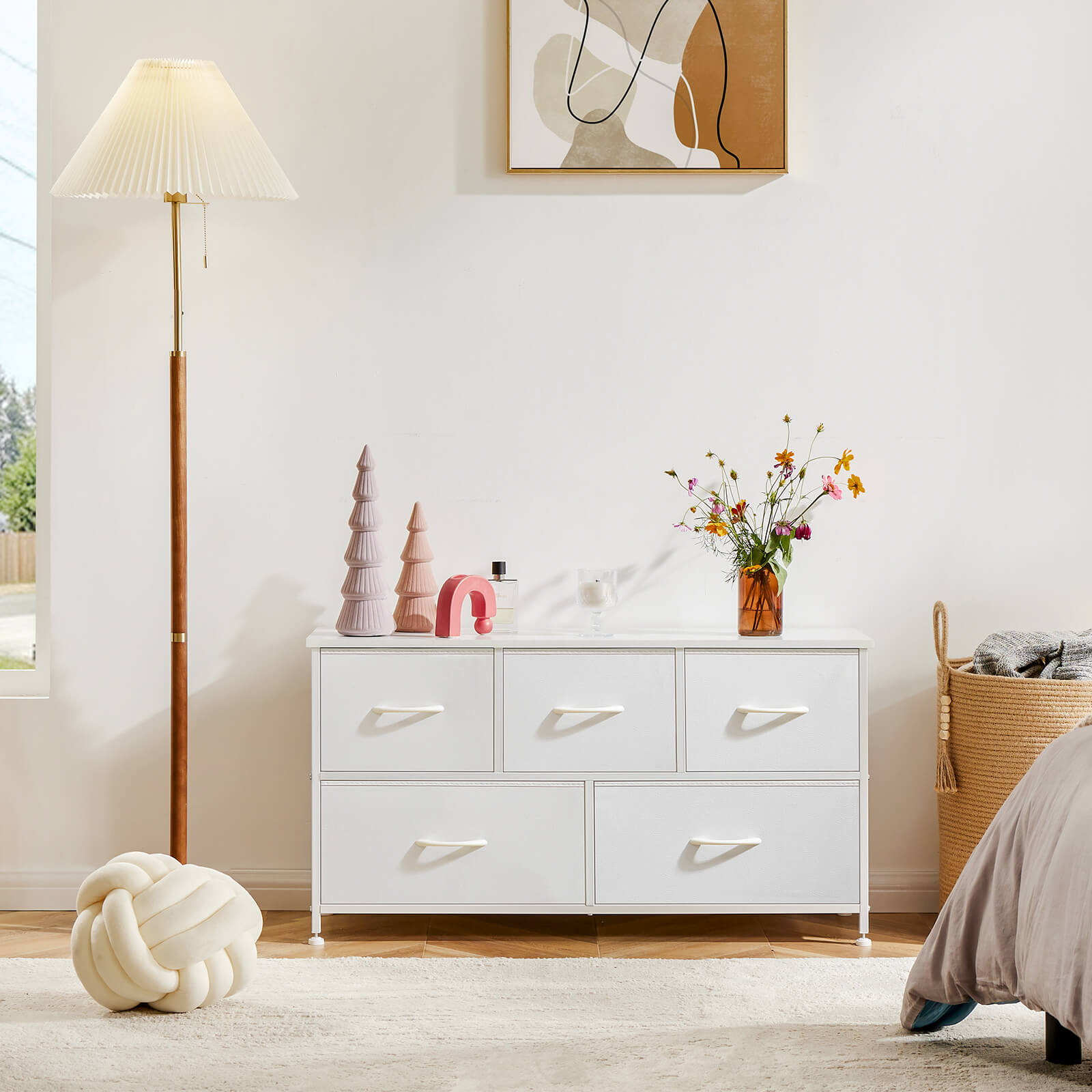 38-inch Metal Frame Storage Chest Dresser with Fabric Drawers