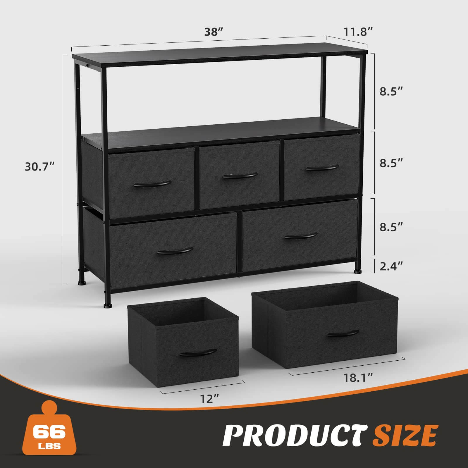 Versatile Storage Shelf TV Stand for Living Room Bedroom with Drawers
