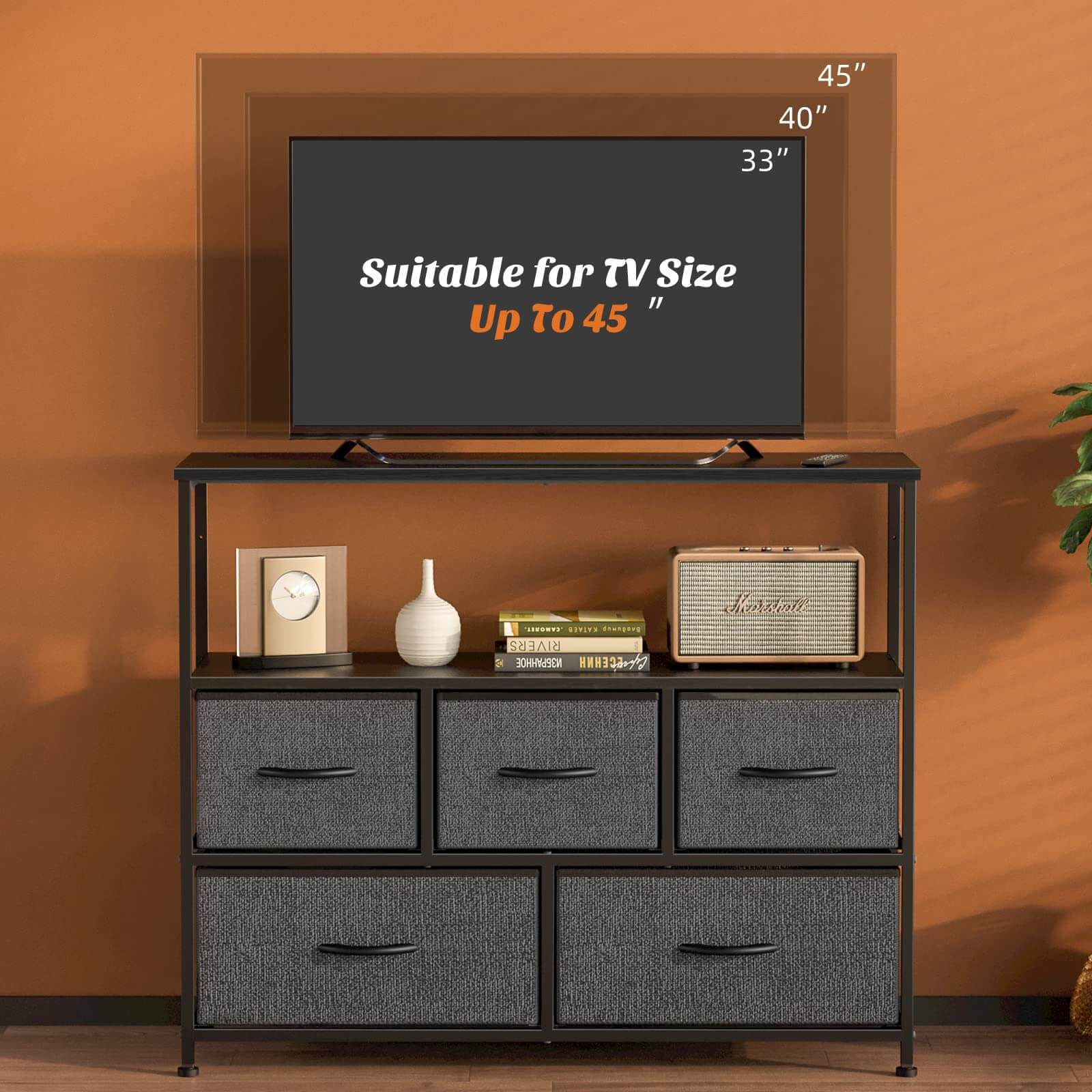 Versatile Storage Shelf TV Stand for Living Room Bedroom with Drawers