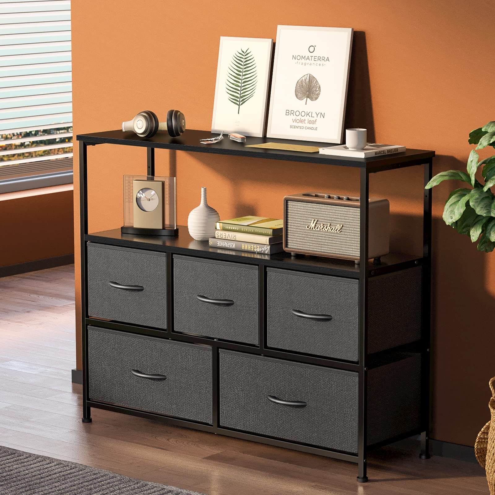 Versatile Storage Shelf TV Stand for Living Room Bedroom with Drawers