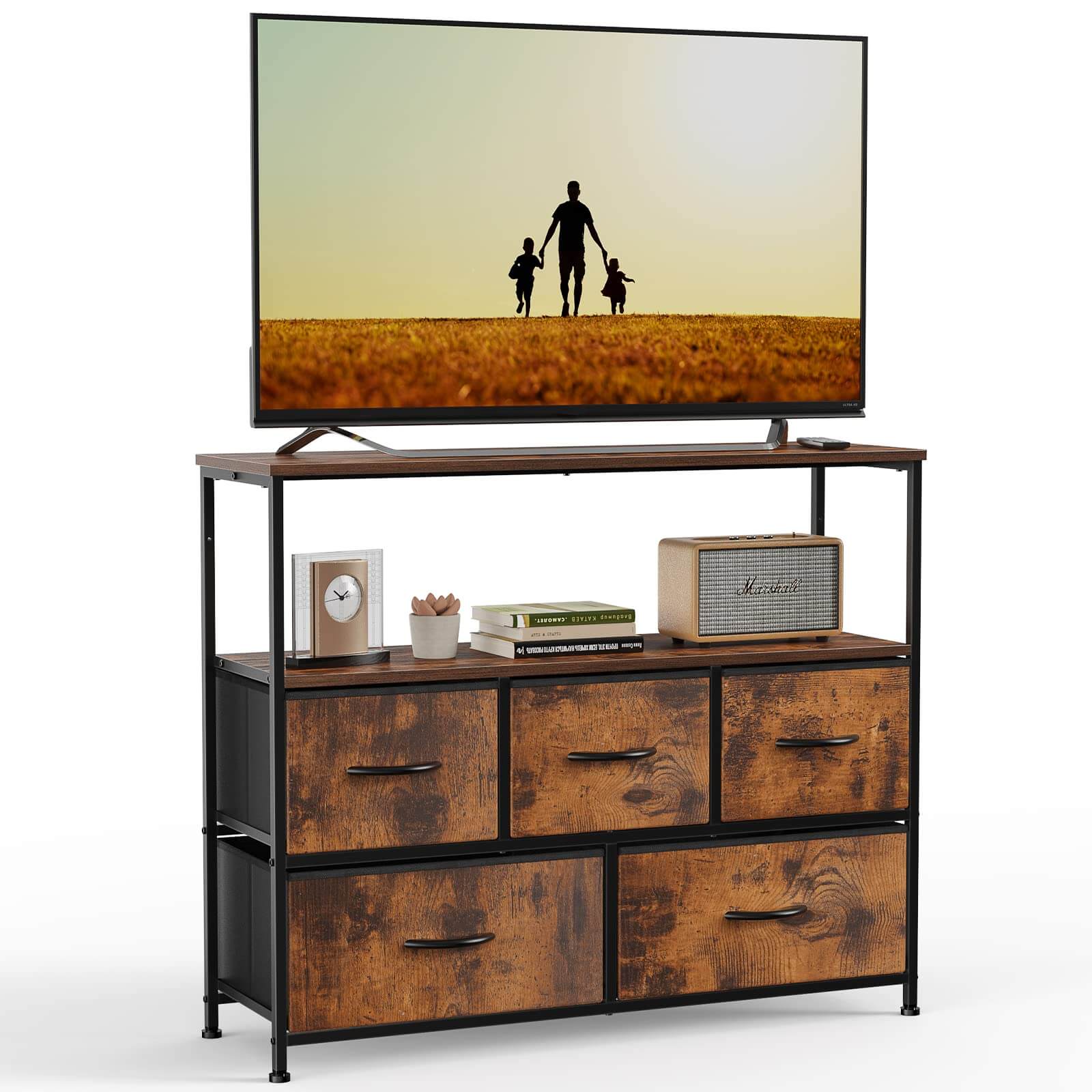 Versatile Storage Shelf TV Stand for Living Room Bedroom with Drawers