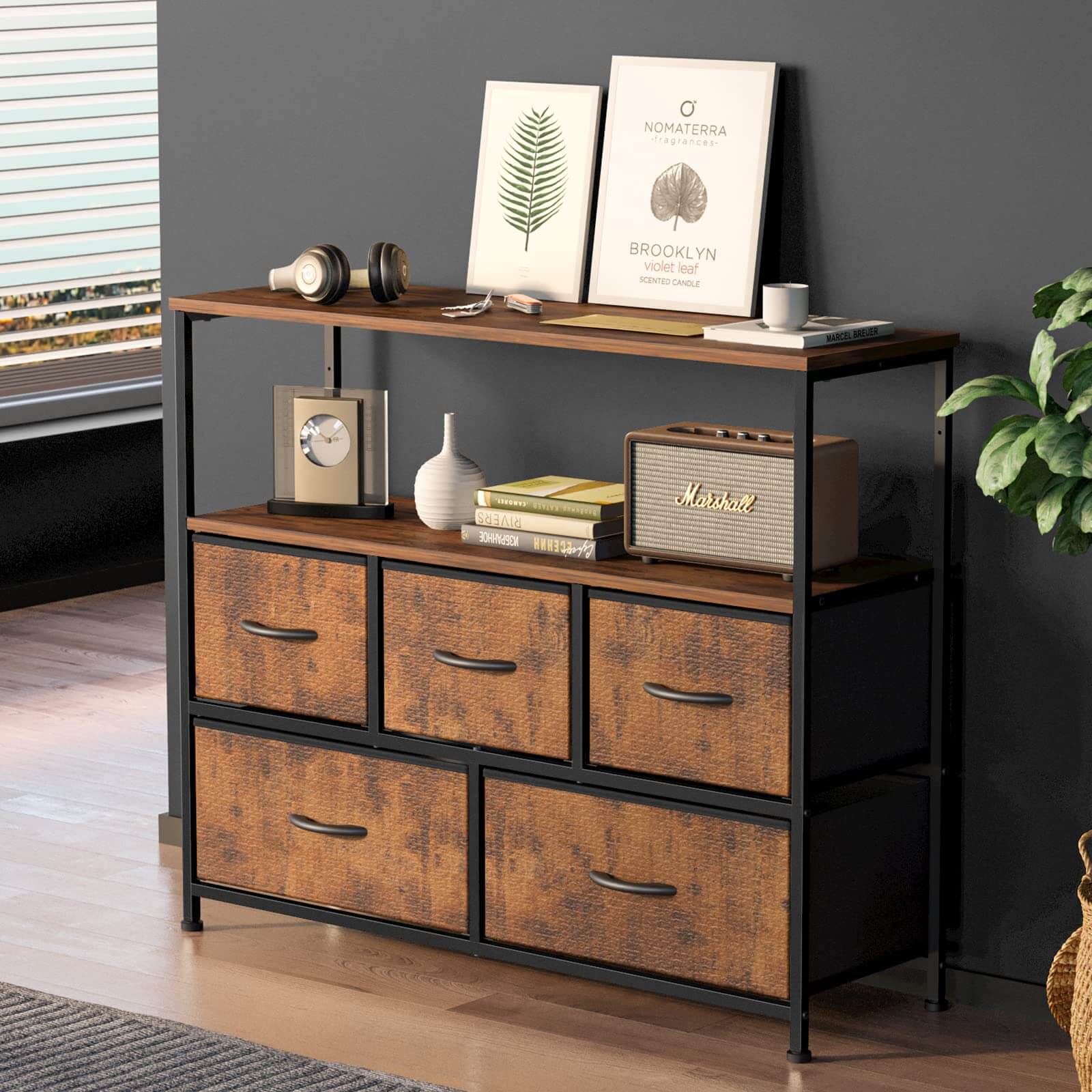 Versatile Storage Shelf TV Stand for Living Room Bedroom with Drawers