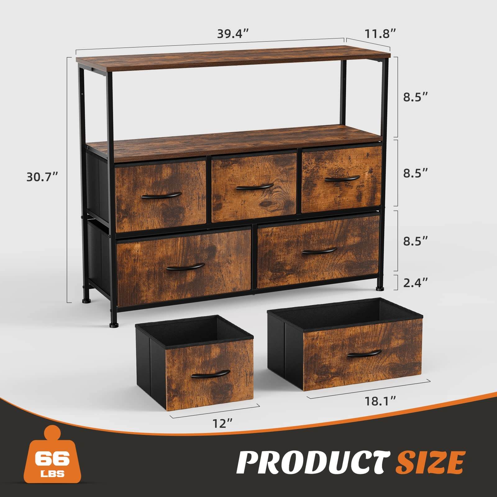 Versatile Storage Shelf TV Stand for Living Room Bedroom with Drawers