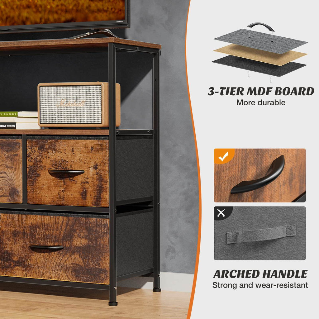 Versatile Storage Shelf TV Stand for Living Room Bedroom with Drawers