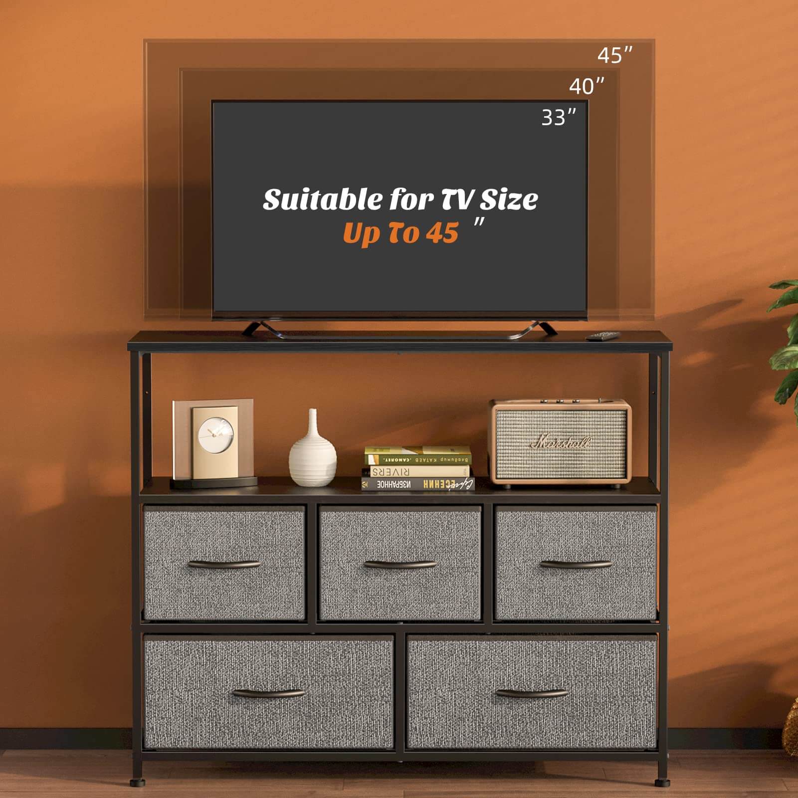 Versatile Storage Shelf TV Stand for Living Room Bedroom with Drawers