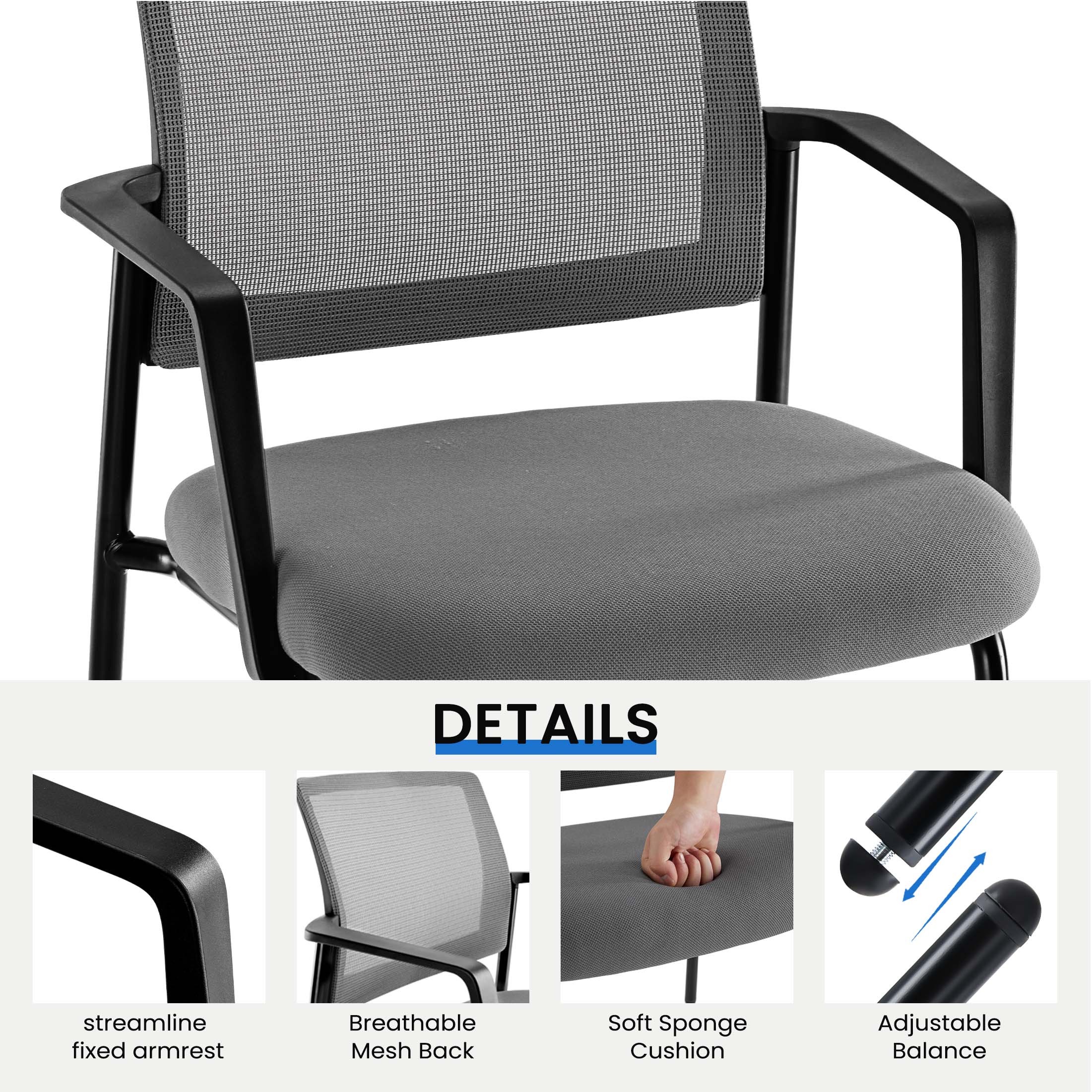 Ergonomic Mesh Back Stackable Conference Chair for Event Meeting Home Office