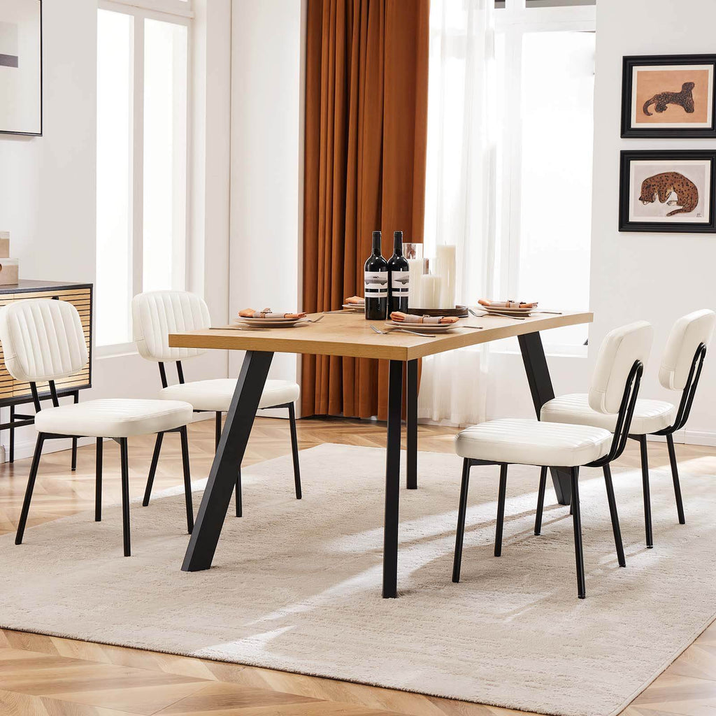 Modern Faux Leather Dining Room Chairs Set, Ergonomic Mid-Century Kitchen Accent Seating