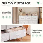 Versatile Wooden Top Dresser with 7 Fabric Drawers for Bedroom and Living Room Storage