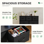 Versatile Wooden Top Dresser with 7 Fabric Drawers for Bedroom and Living Room Storage