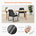 Comfortable Black PU Leather Reception Guest Chair with Padded Armrests