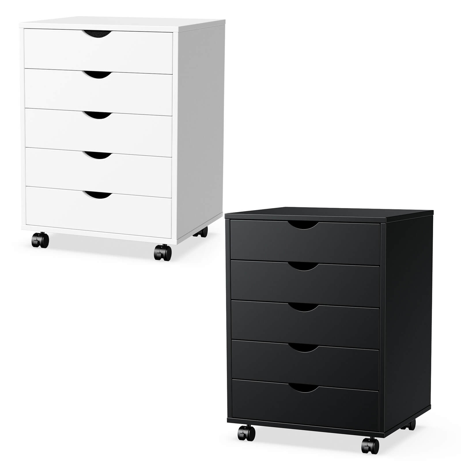 Versatile 5-Drawer Chest with Wheels for Office and Living Room