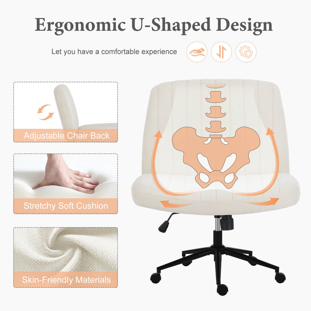Adjustable Ergonomic Armless Office Chair with Swivel Seat and Smooth Casters