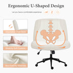 Adjustable Ergonomic Armless Office Chair with Swivel Seat and Smooth Casters