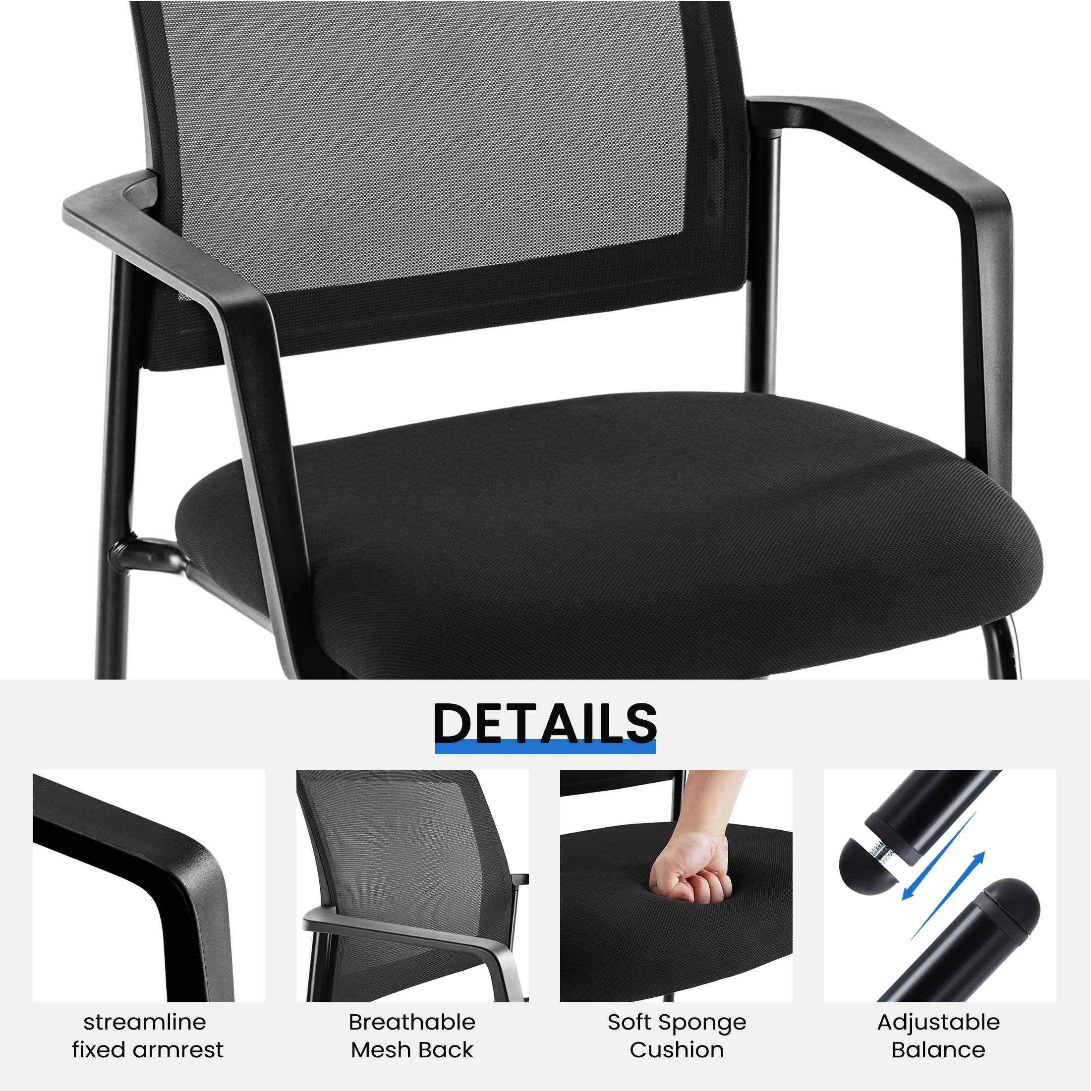 Ergonomic Mesh Back Stackable Conference Chair for Event Meeting Home Office
