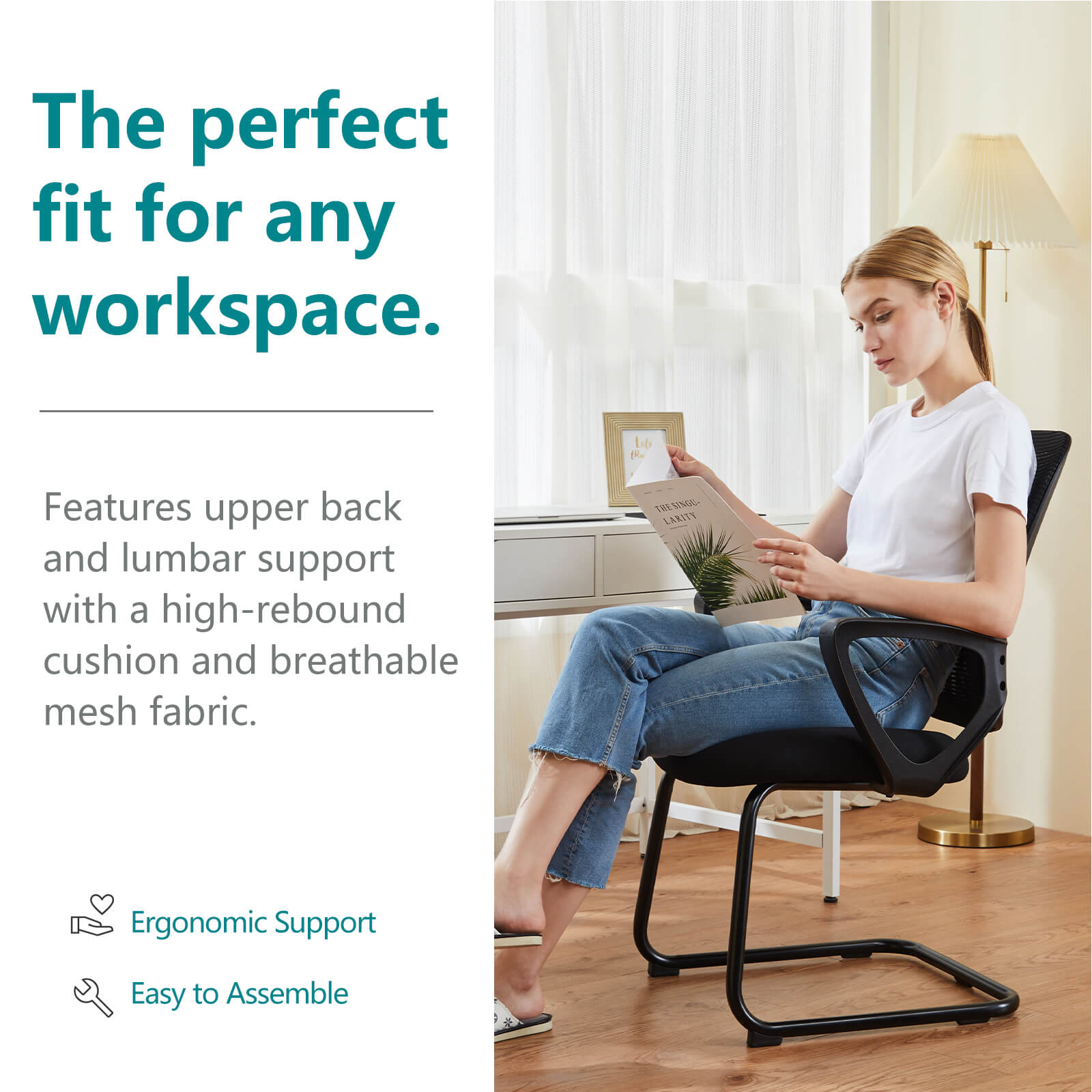 Comfortable Ergonomic Mesh Office Chair with Lumbar Support and Integrated Storage Basket