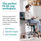 Comfortable Ergonomic Office Chair with Flip-Up Armrests and Adjustable Lumbar Support