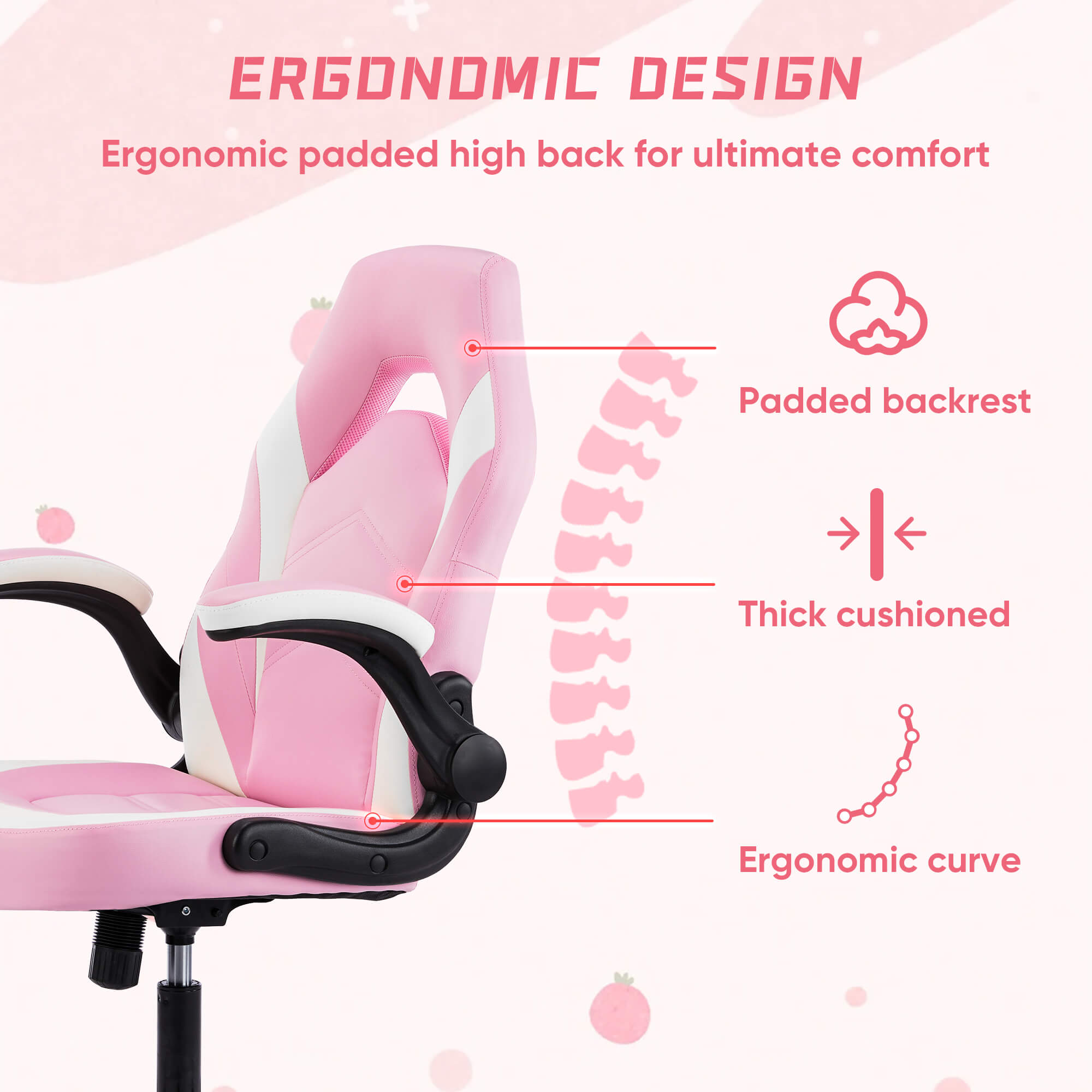 Ergonomic Leather Gaming Chair with Adjustable Height and Flip-Up Arms
