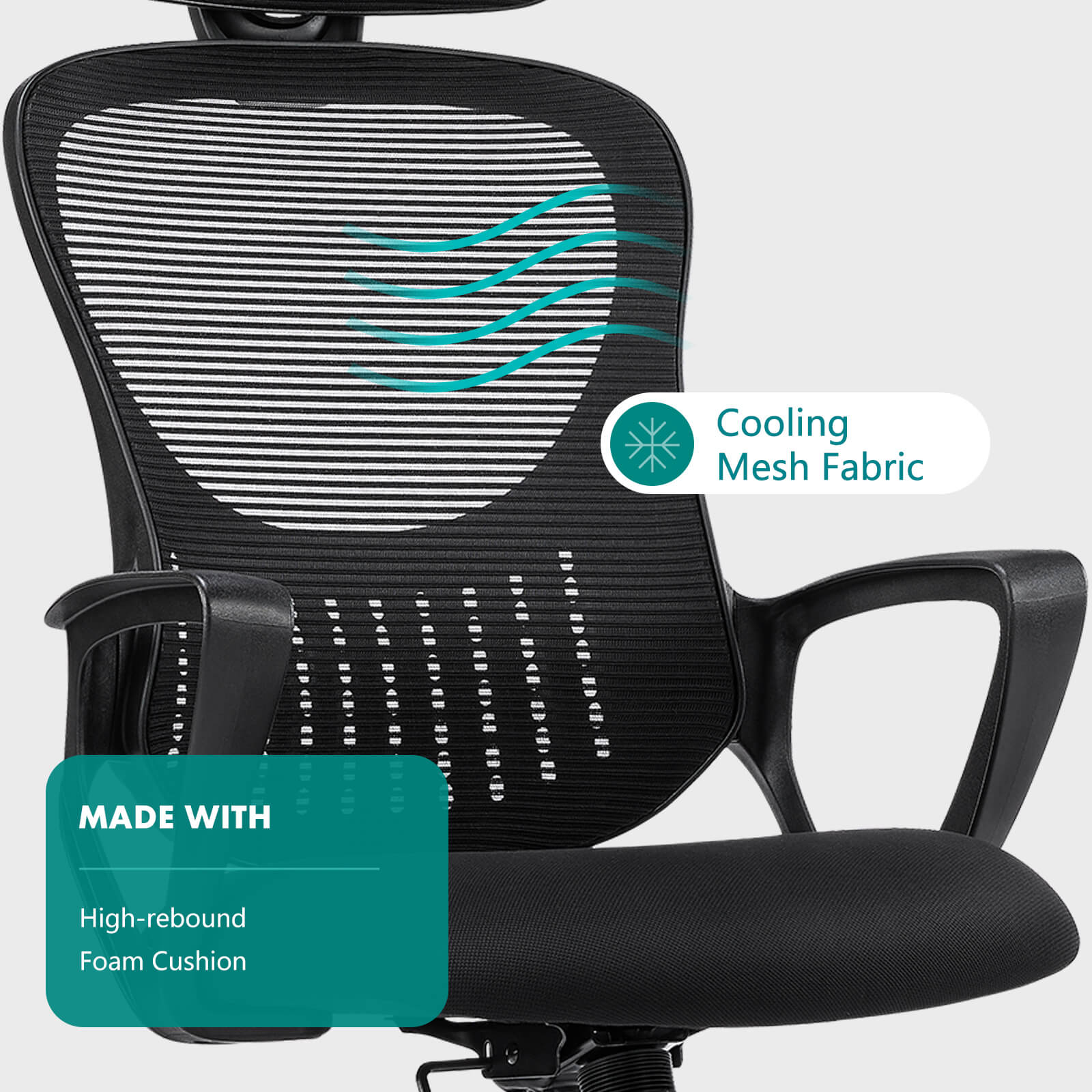 Ergonomic High-Back Office Chair with Adjustable Headrest, Lumbar Support, Thick Cushion