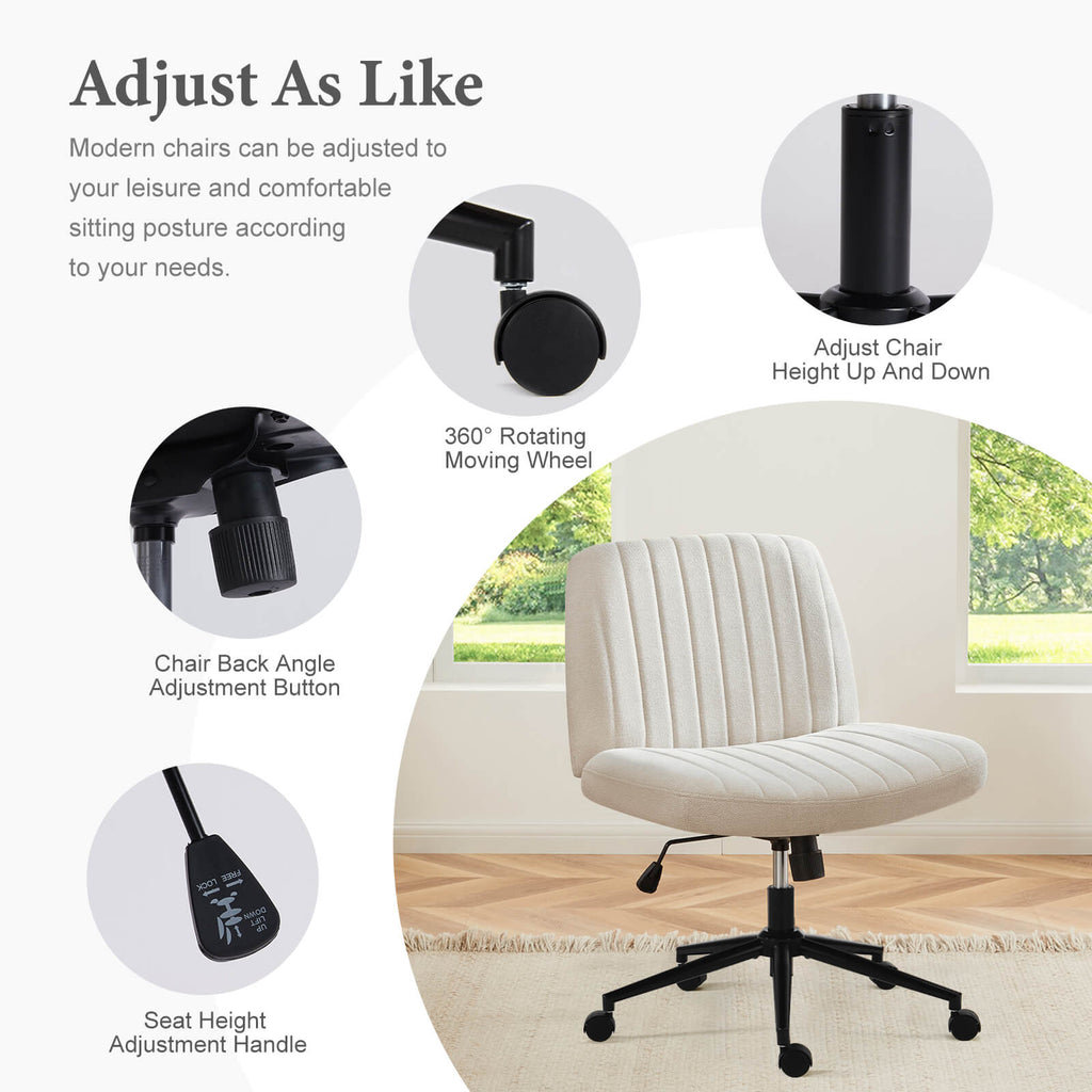 Adjustable Ergonomic Armless Office Chair with Swivel Seat and Smooth Casters