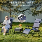 Ergonomic Portable Camping Lounge Chair Set of 2 with Detachable Tray
