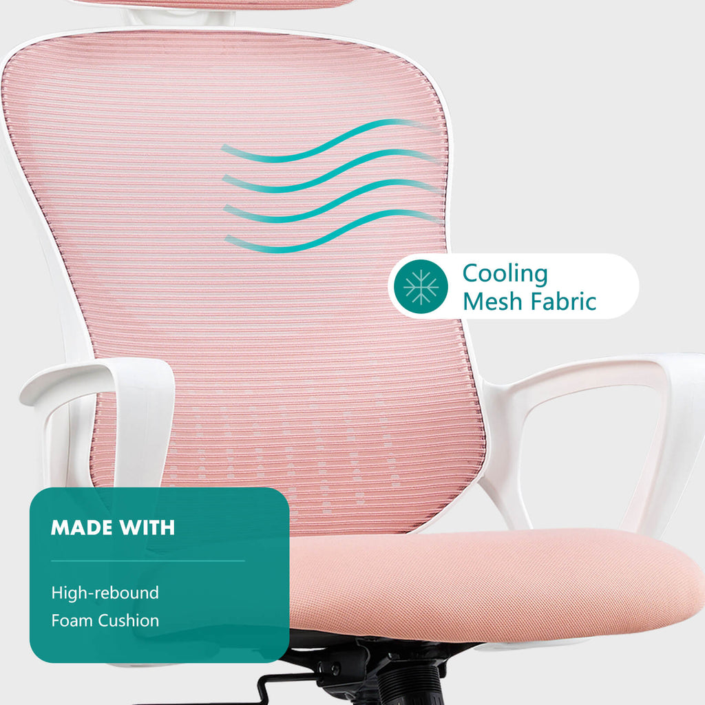 Ergonomic High-Back Office Chair with Adjustable Headrest, Lumbar Support, Thick Cushion