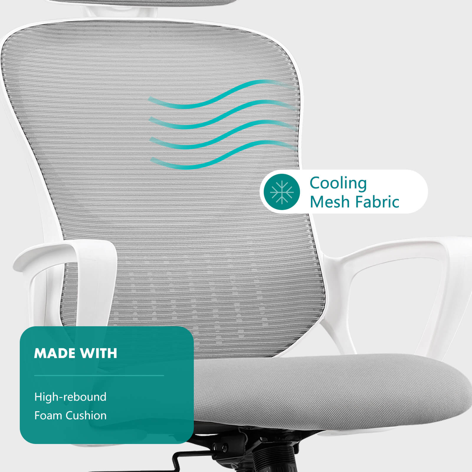 Ergonomic High-Back Office Chair with Adjustable Headrest, Lumbar Support, Thick Cushion