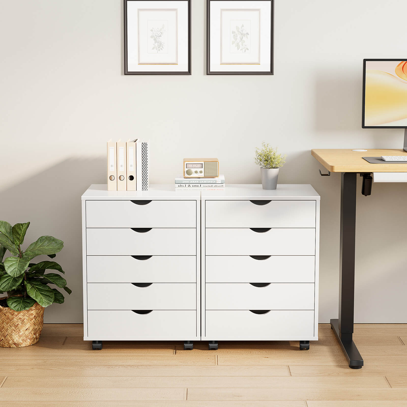 Versatile 5-Drawer Chest with Wheels for Office and Living Room