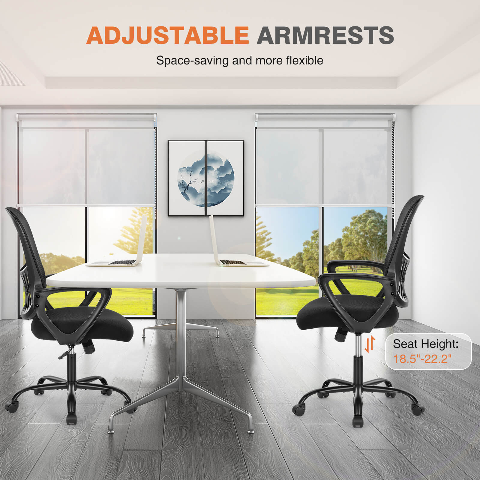Ergonomic Office Chair with Lumbar Support, Adjustable Height, and Armrests