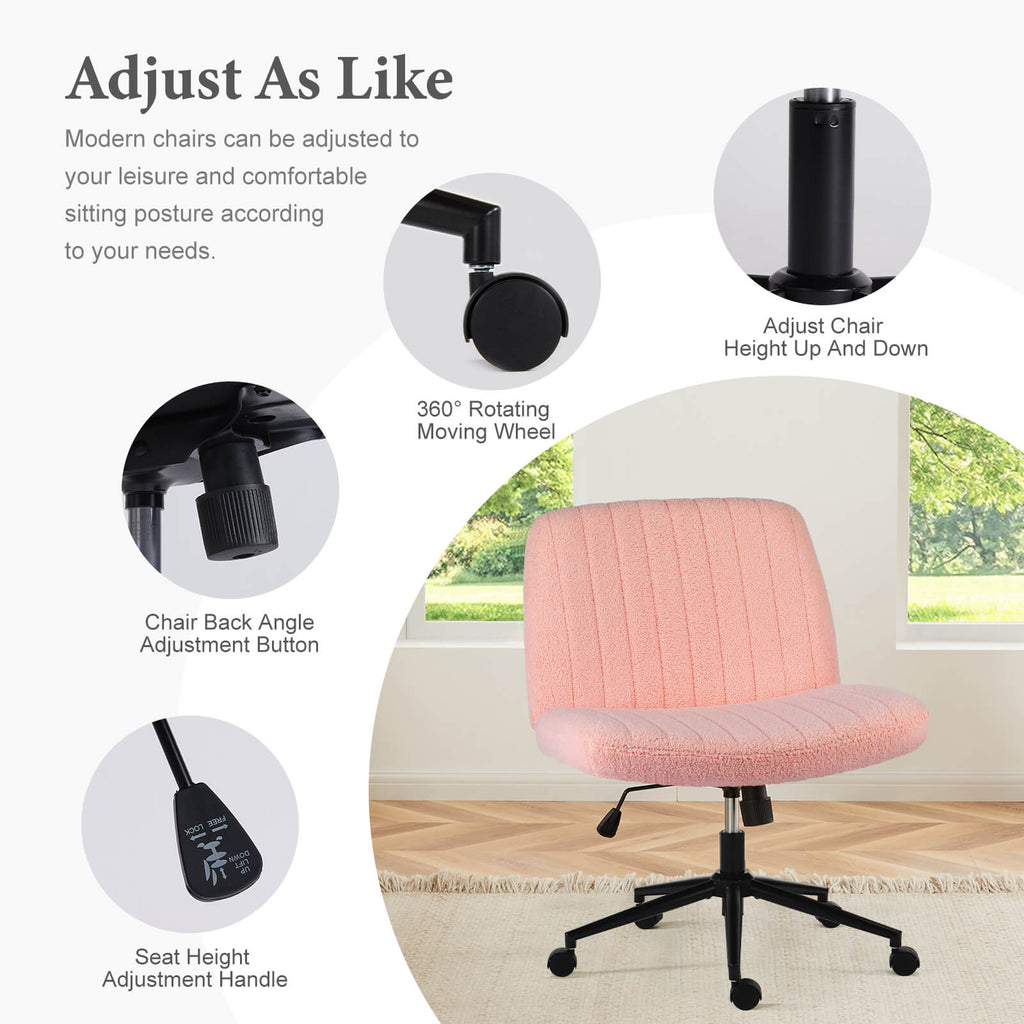 Adjustable Ergonomic Armless Office Chair with Swivel Seat and Smooth Casters