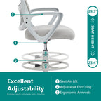 Ergonomic Tall Drafting Office Chair with Adjustable Footrest and Lumbar Support