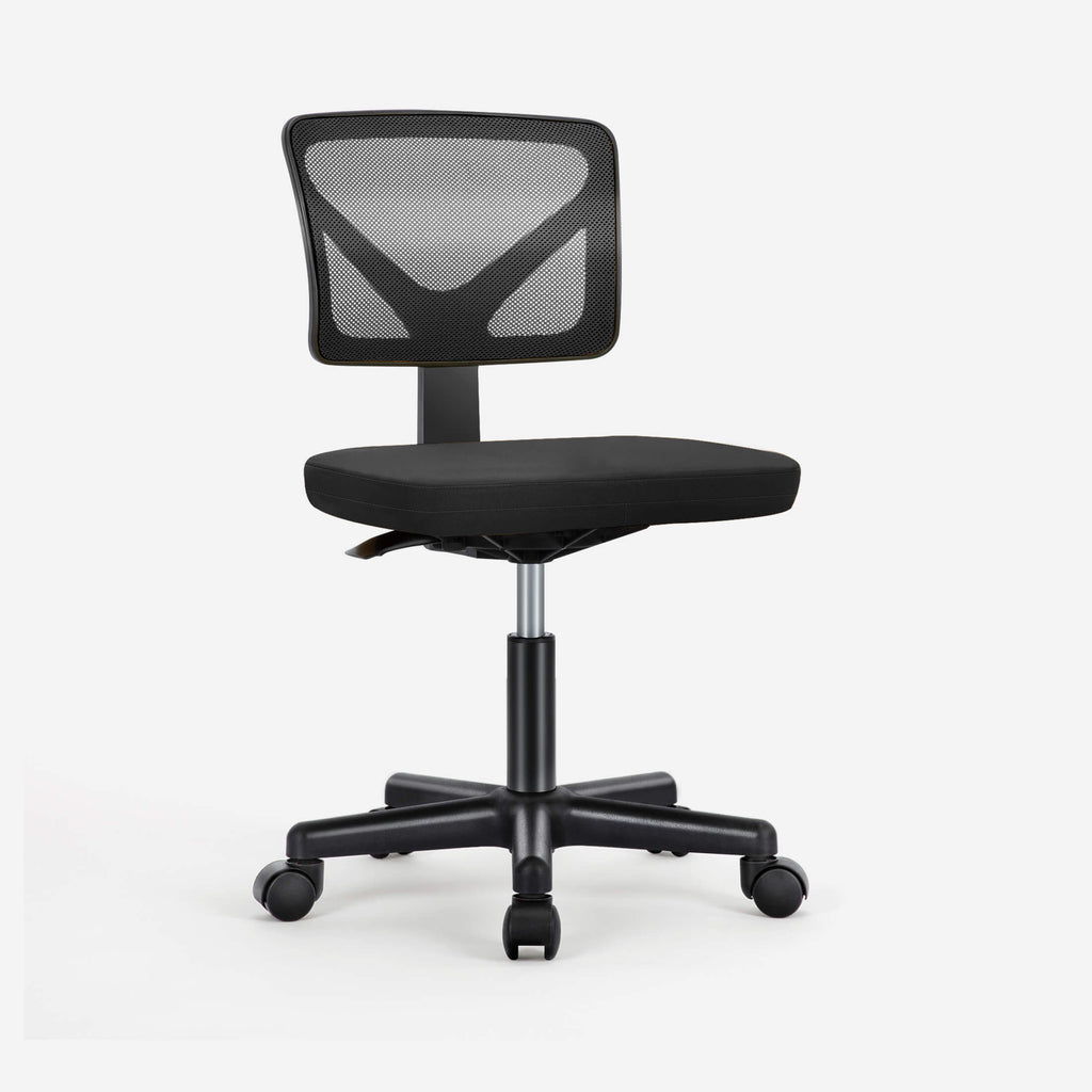 Compact Ergonomic Lumbar Support Office Chair Armless Design Adjustable Height Swivel