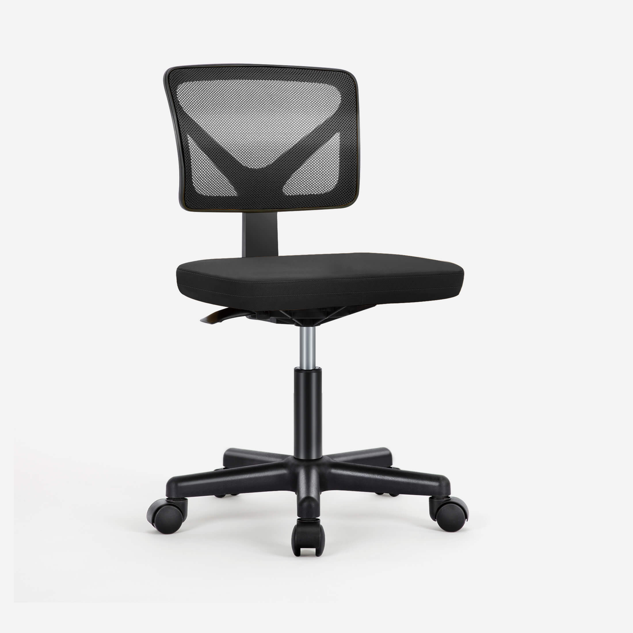 Compact Ergonomic Lumbar Support Office Chair Armless Design Adjustable Height Swivel