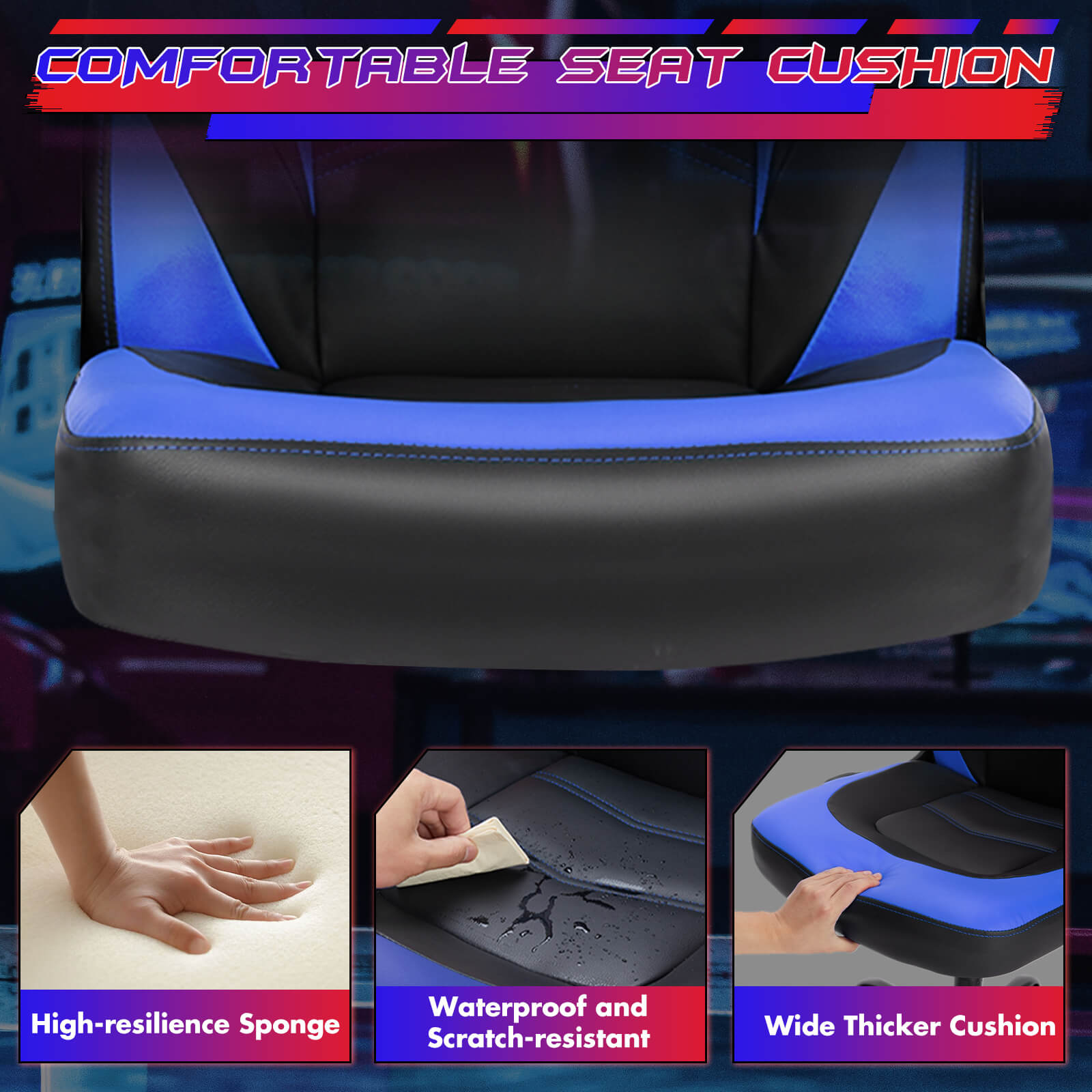 Ergonomic Leather Gaming Chair with Adjustable Height and Flip-Up Arms