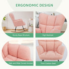 Comfortable Ergonomic Upholstered Rocking Chair for Nursery, Living Room, Baby Feeding