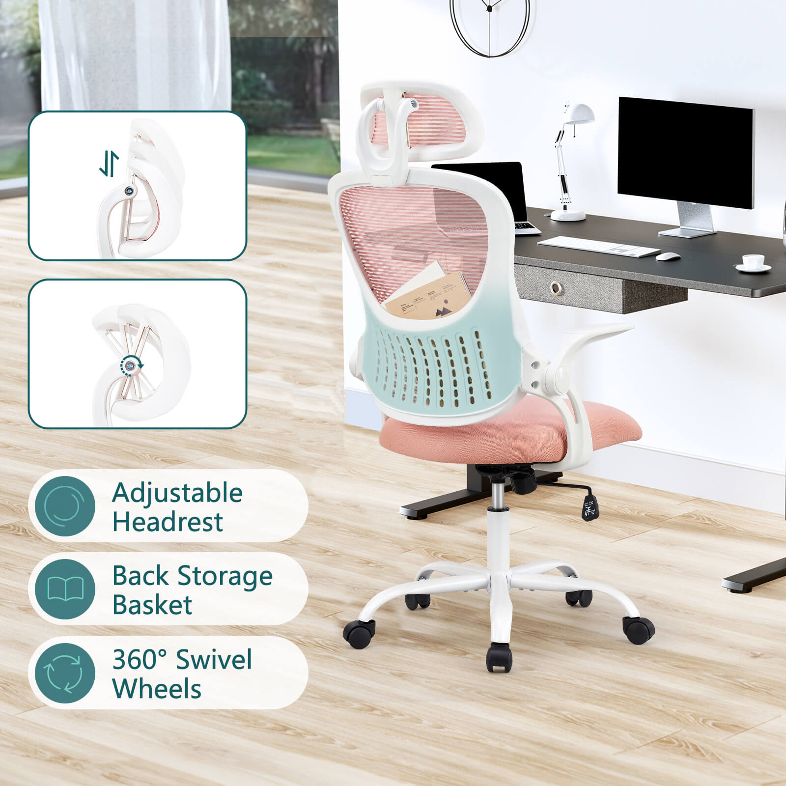 Ergonomic High-Back Office Chair with Adjustable Headrest, Lumbar Support, Thick Cushion
