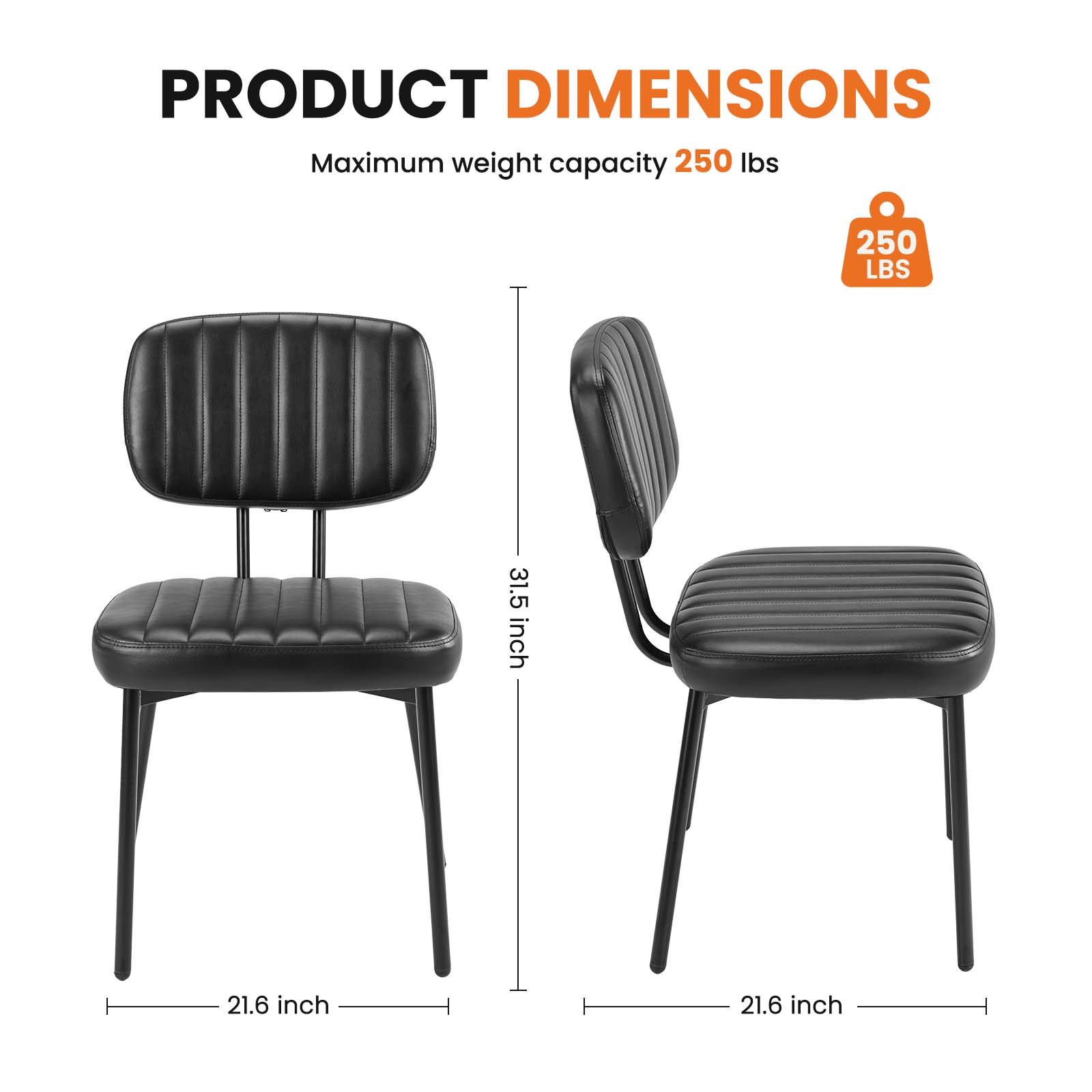 Modern Faux Leather Dining Room Chairs Set, Ergonomic Mid-Century Kitchen Accent Seating
