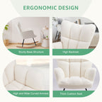 Comfortable Ergonomic Upholstered Rocking Chair for Nursery, Living Room, Baby Feeding
