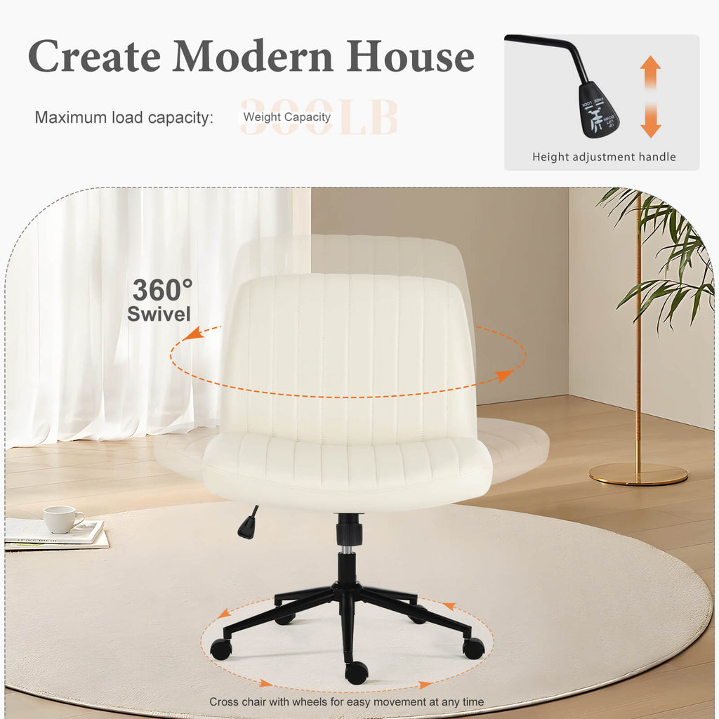 Adjustable Ergonomic Armless Office Chair with Swivel Seat and Smooth Casters