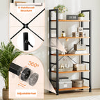 Versatile 5-Tier Bookshelf, Durable Metal Frame, Open Shelves, Modern Minimalist Design